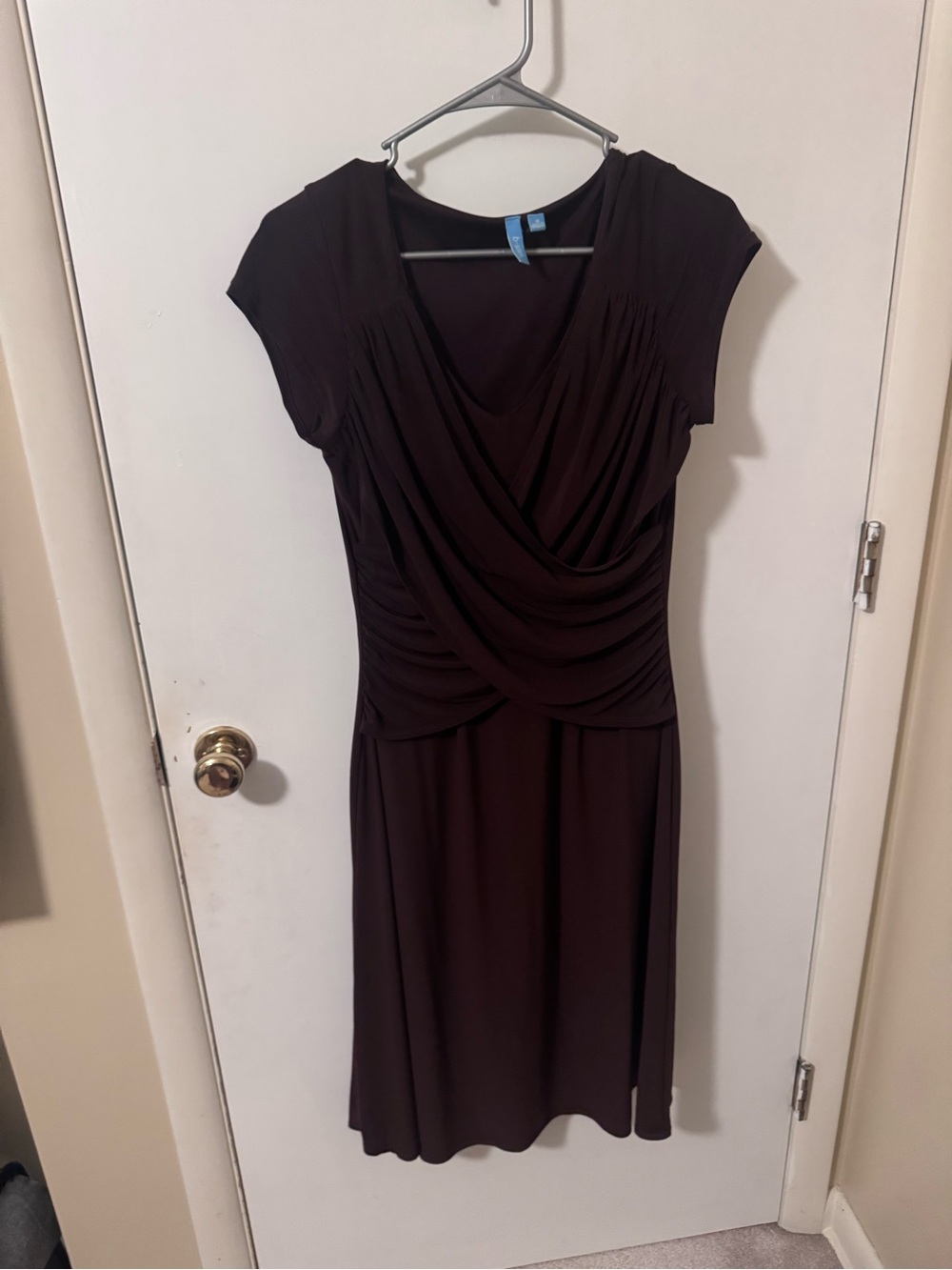 B-slim Women’s Draped V-Neck Brown Dress